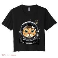 Cat Astronaut Space Exploration Astronomy Lover Women's Crop Top Tee thumb 0