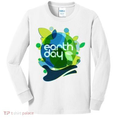 Cool Abstract Shapes Earth Day Kids Long Sleeve Shirt