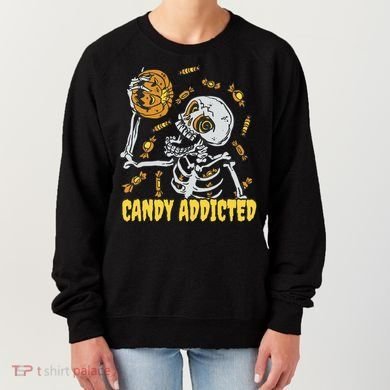 Candy Addicted Skeleton Halloween Women's Sweatshirt