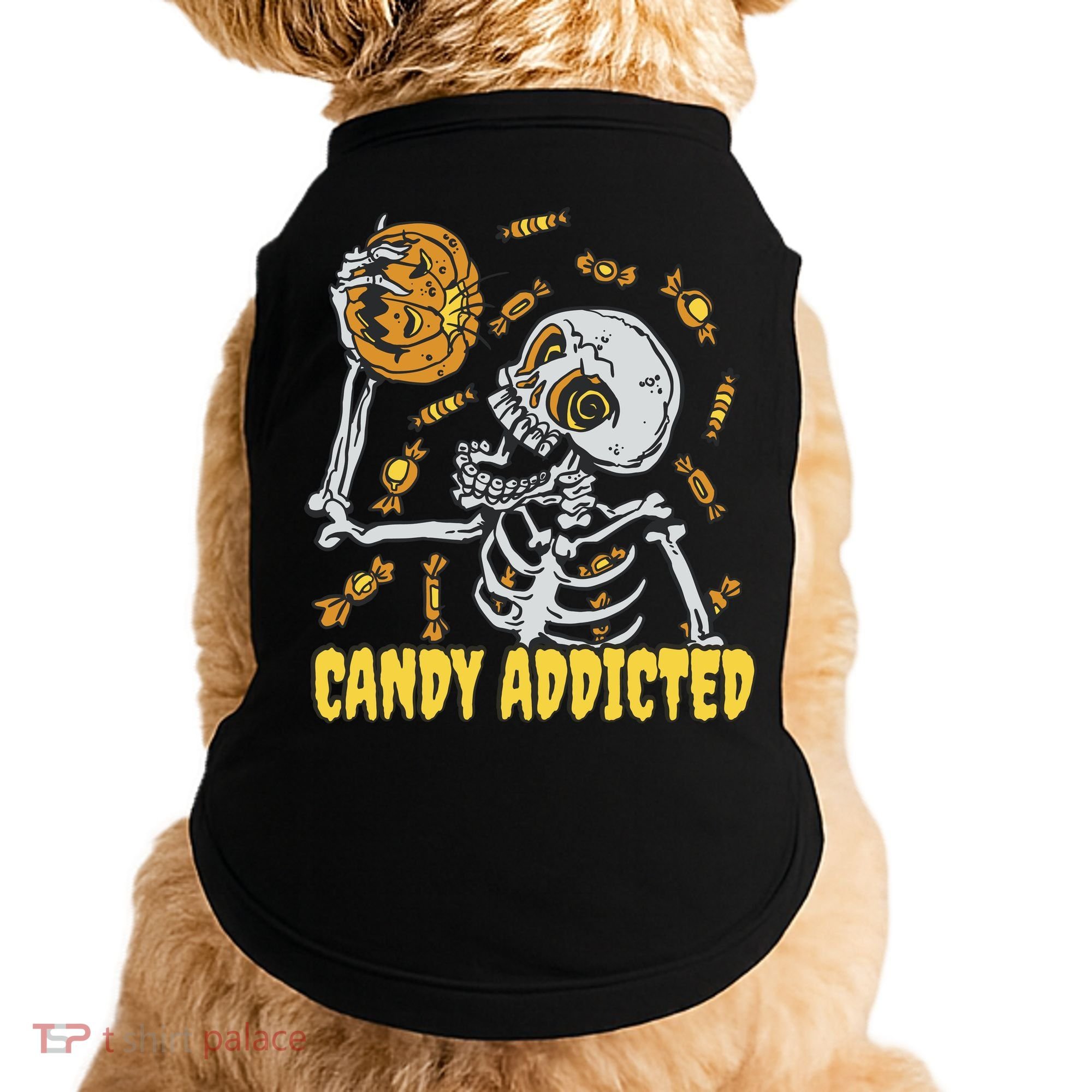 Candy Addicted Skeleton Halloween Doggie Tank