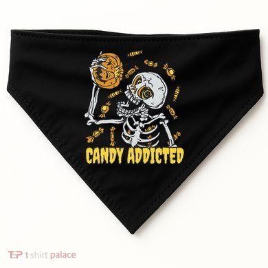 Candy Addicted Skeleton Halloween USA-Made Doggie Bandana