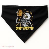 Candy Addicted Skeleton Halloween USA-Made Doggie Bandana thumb 0