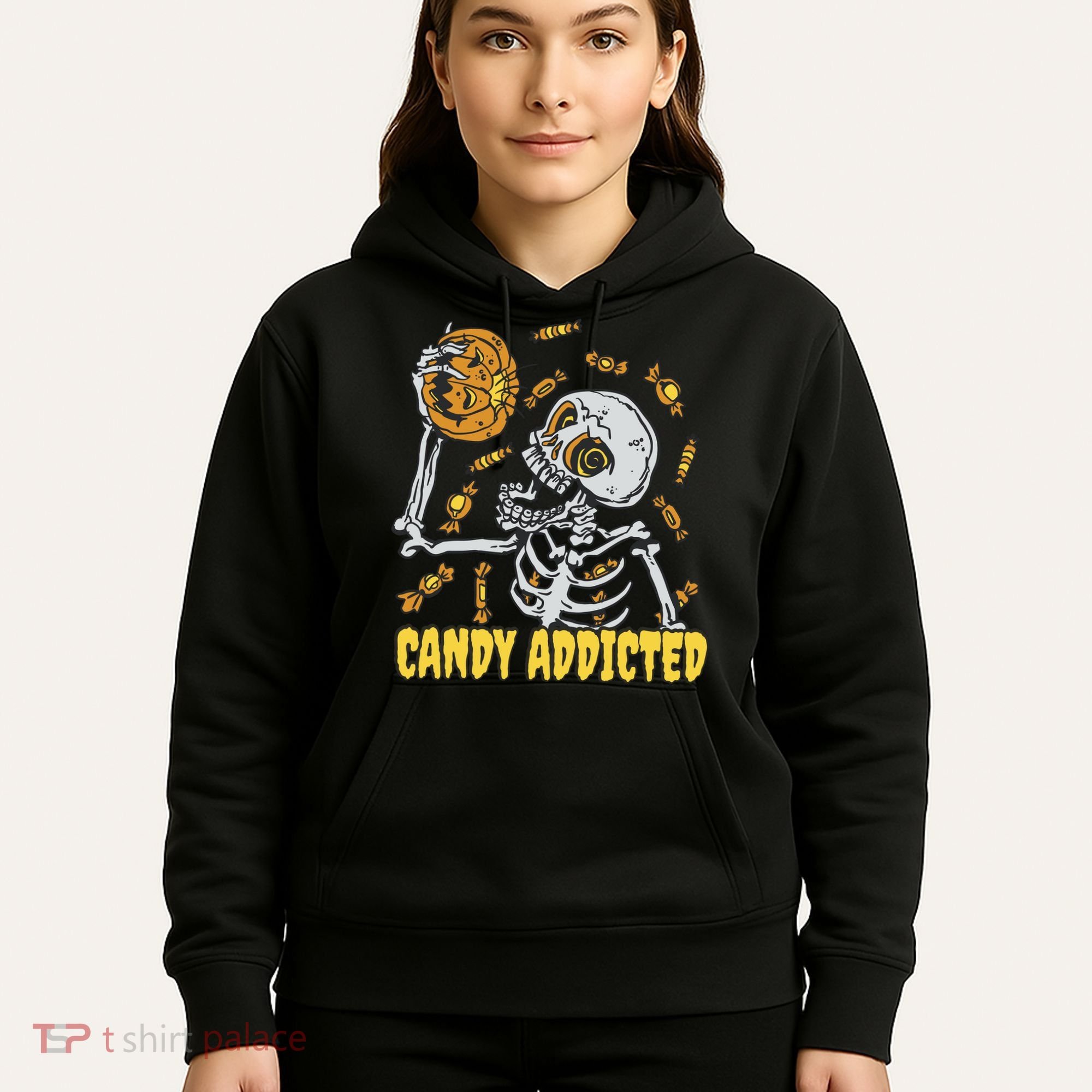 Candy Addicted Skeleton Halloween Hoodie