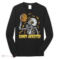 Candy Addicted Skeleton Halloween Long Sleeve Shirt thumb 0