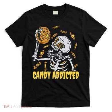 Candy Addicted Skeleton Halloween T-Shirt