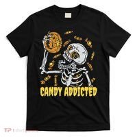 Candy Addicted Skeleton Halloween T-Shirt thumb 0