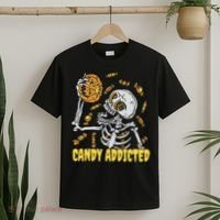 Candy Addicted Skeleton Halloween T-Shirt thumb 2
