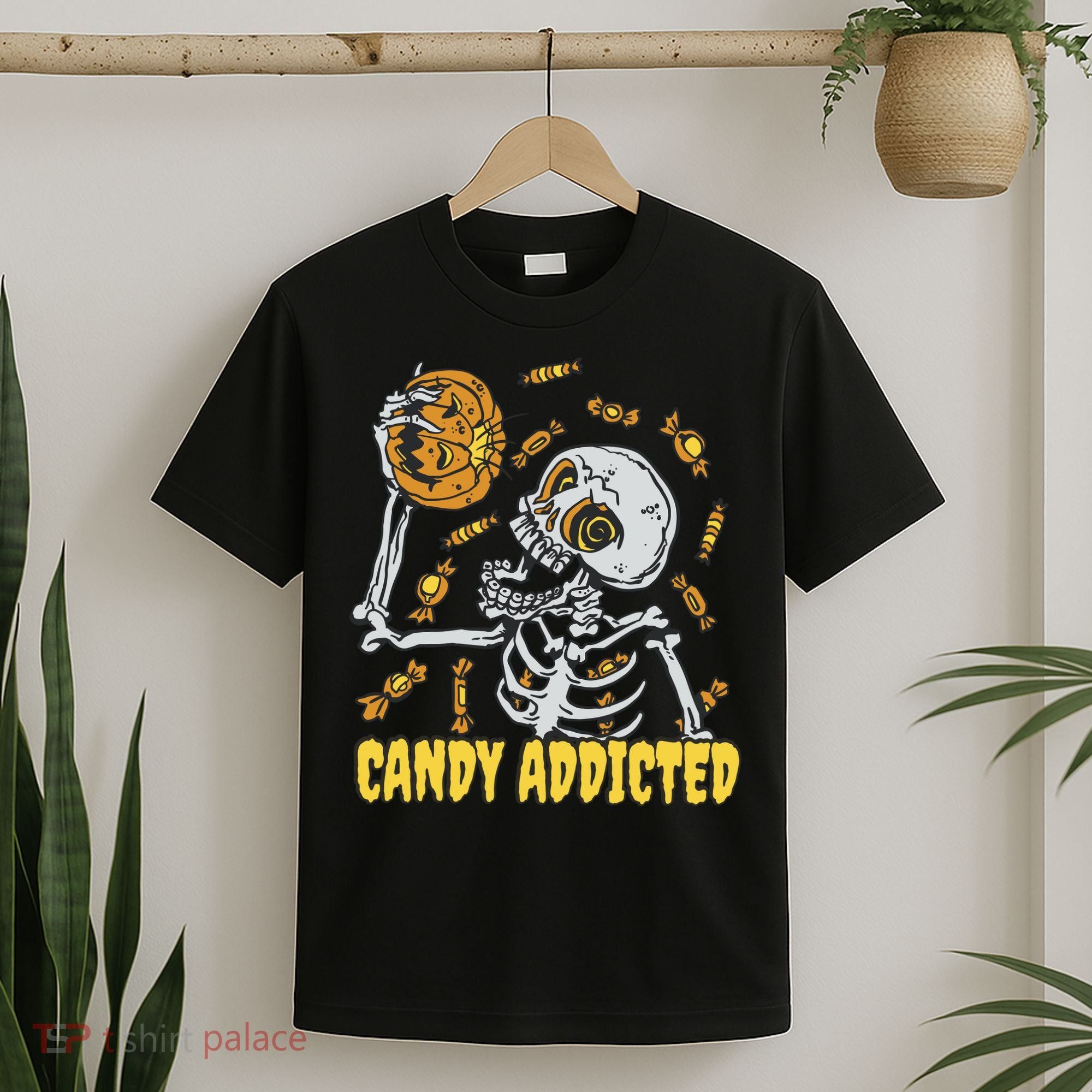 Candy Addicted Skeleton Halloween T-Shirt