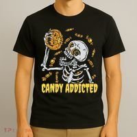 Candy Addicted Skeleton Halloween T-Shirt thumb 3