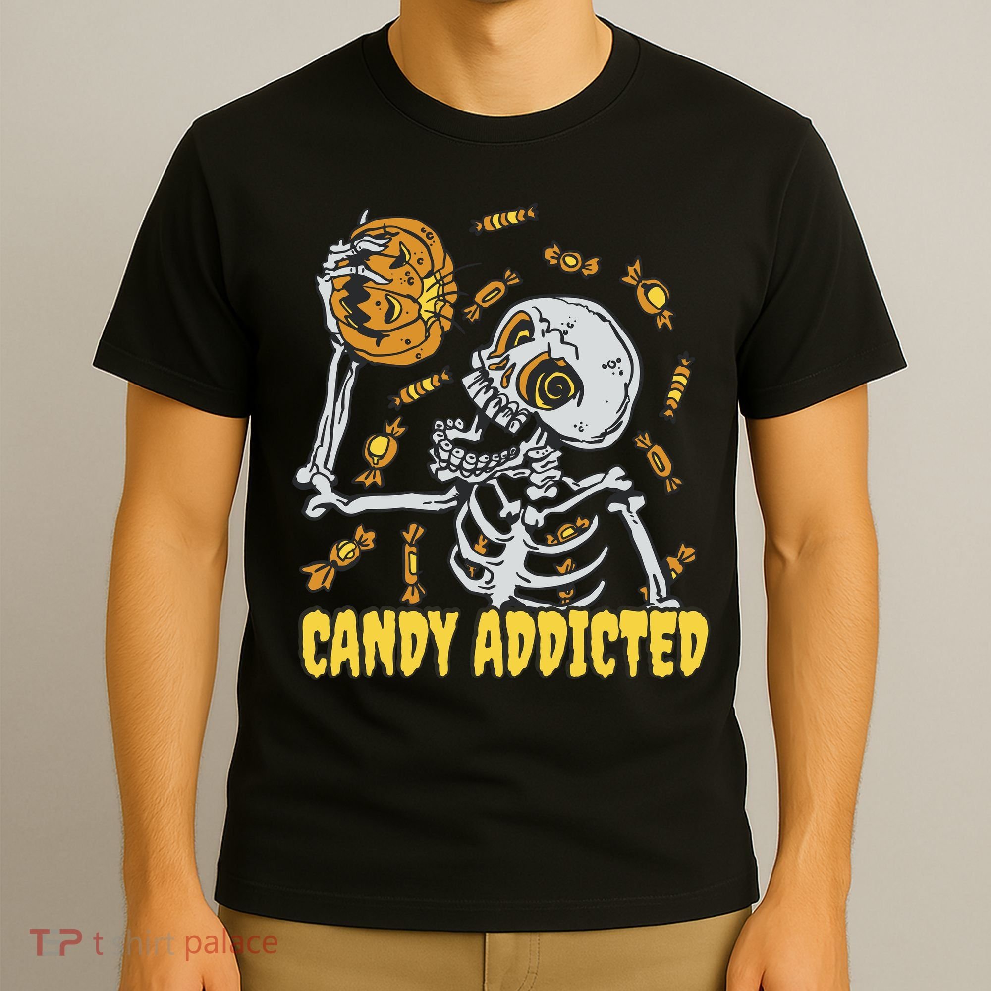 Candy Addicted Skeleton Halloween T-Shirt