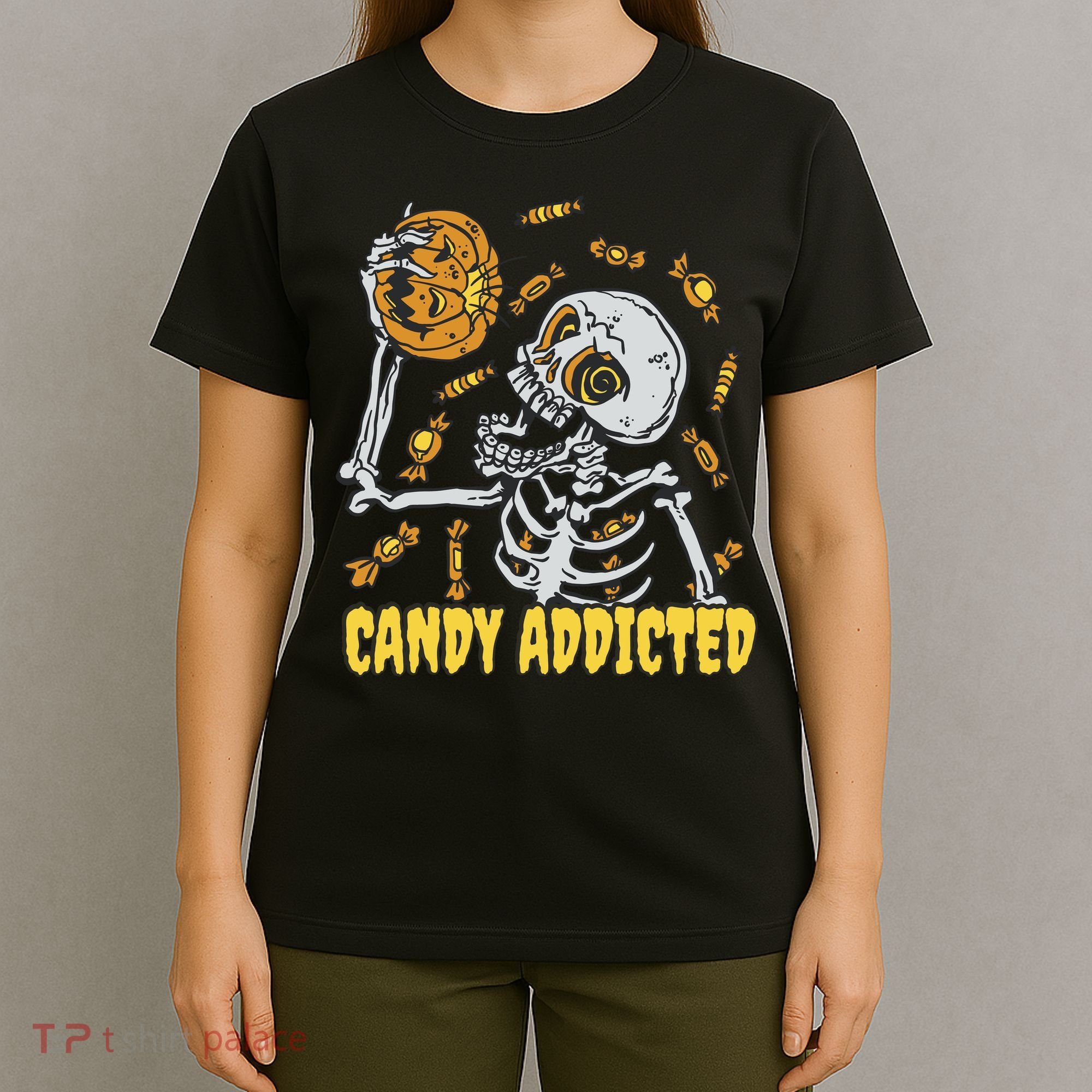 Candy Addicted Skeleton Halloween T-Shirt