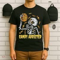 Candy Addicted Skeleton Halloween T-Shirt thumb 6