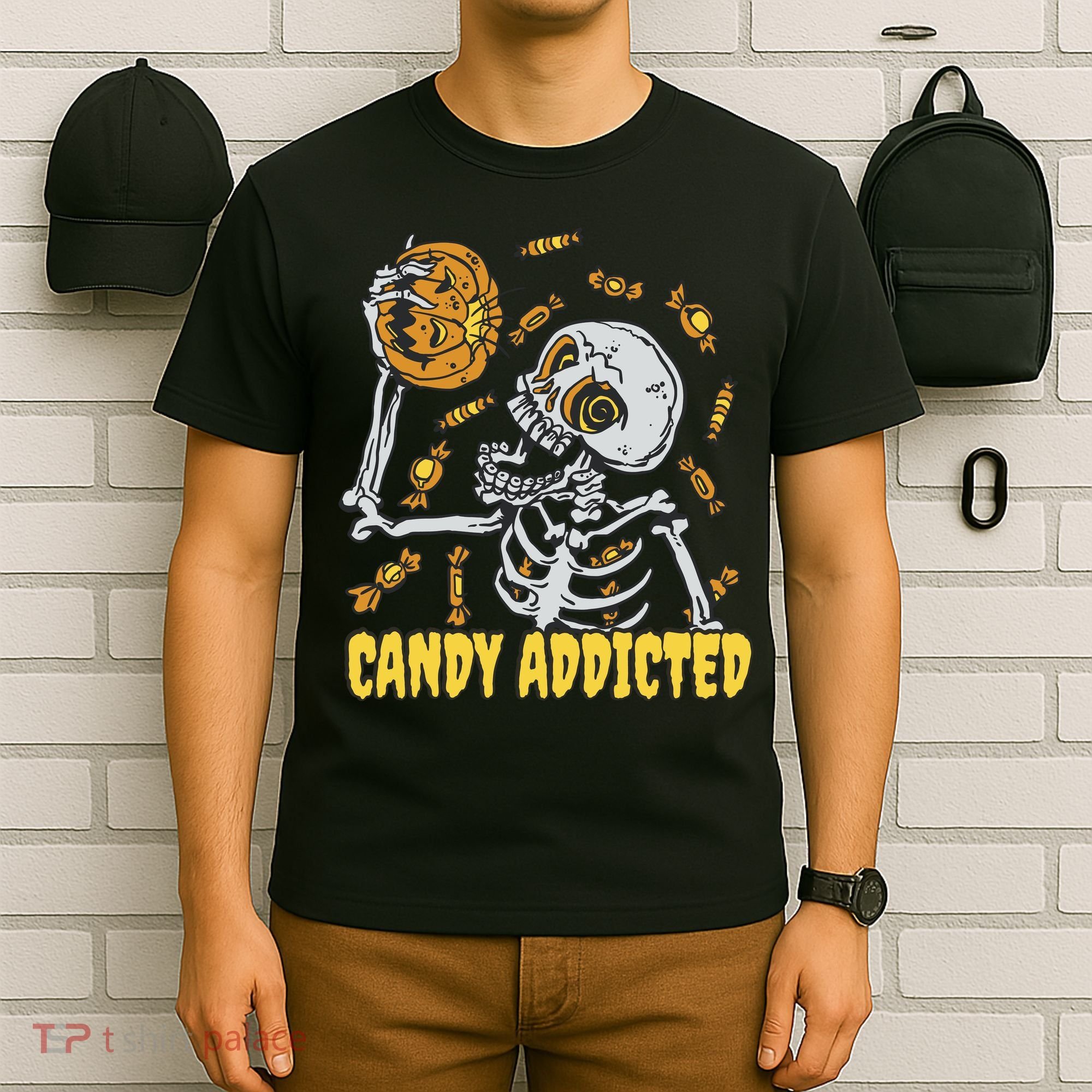 Candy Addicted Skeleton Halloween T-Shirt