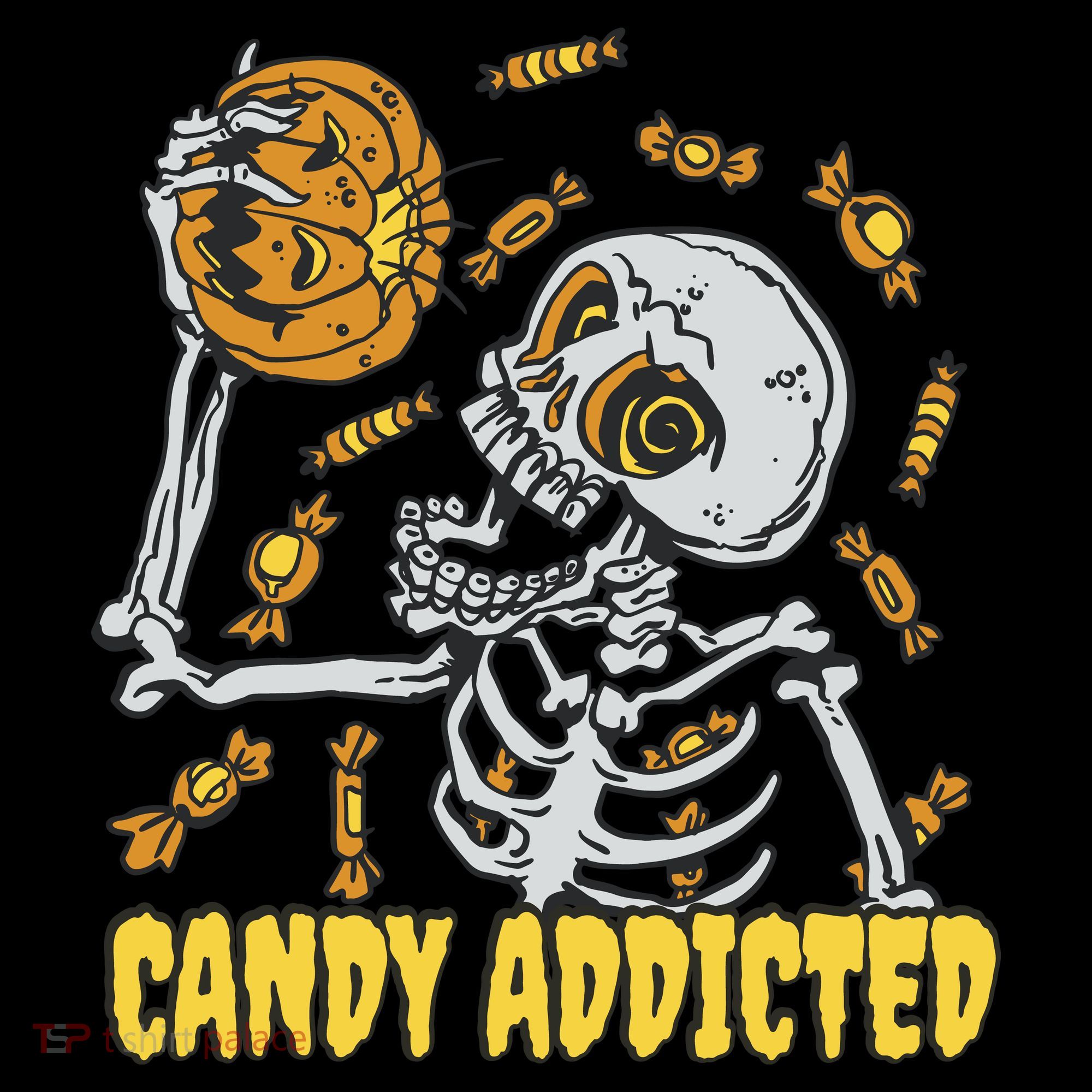 Candy Addicted Skeleton Halloween Button