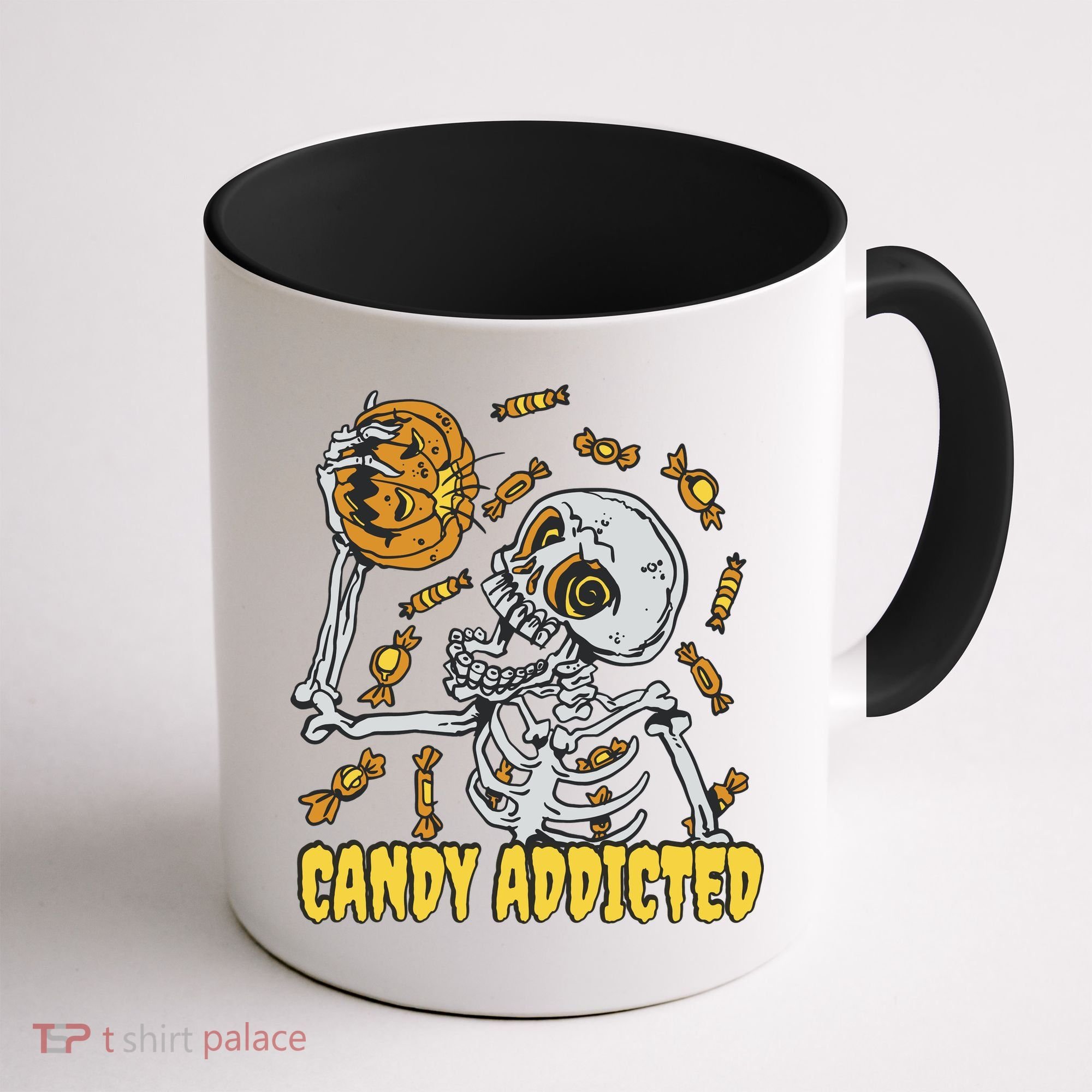 Candy Addicted Skeleton Halloween Coffee Mug