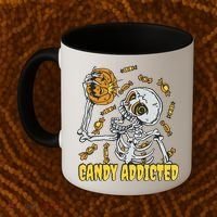Candy Addicted Skeleton Halloween Coffee Mug thumb 2
