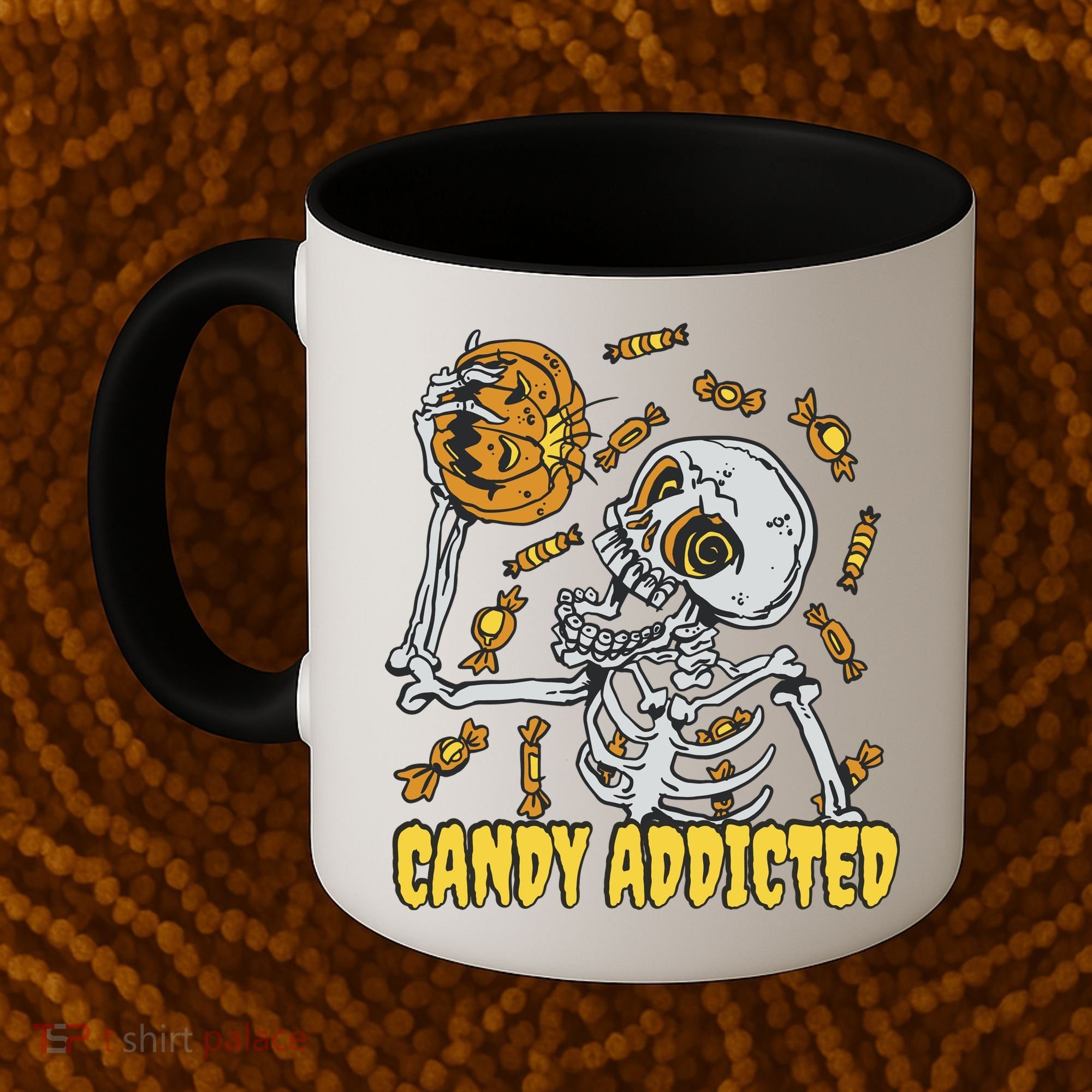 Candy Addicted Skeleton Halloween Coffee Mug