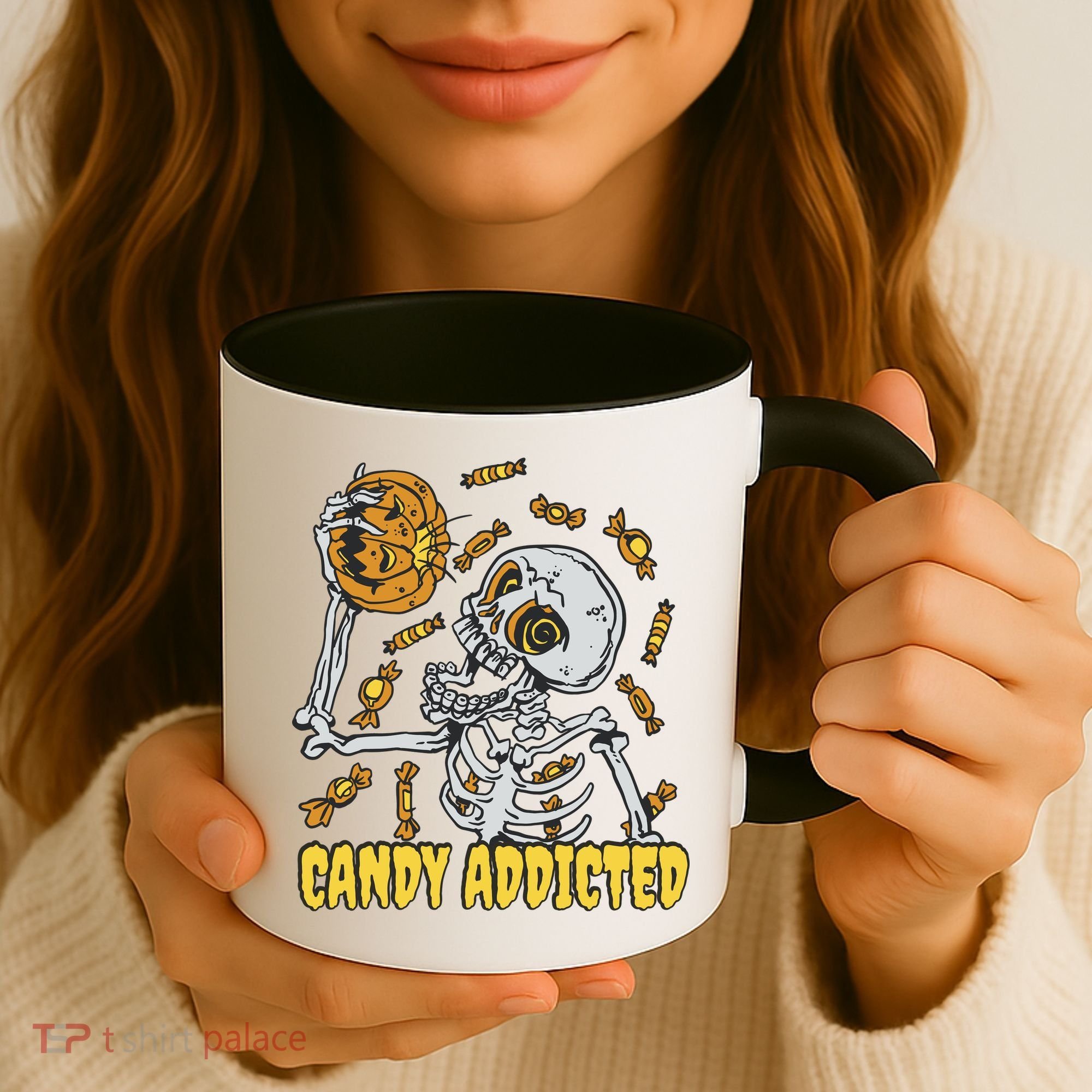 Candy Addicted Skeleton Halloween Coffee Mug