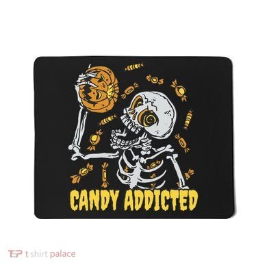 Candy Addicted Skeleton Halloween Mousepad