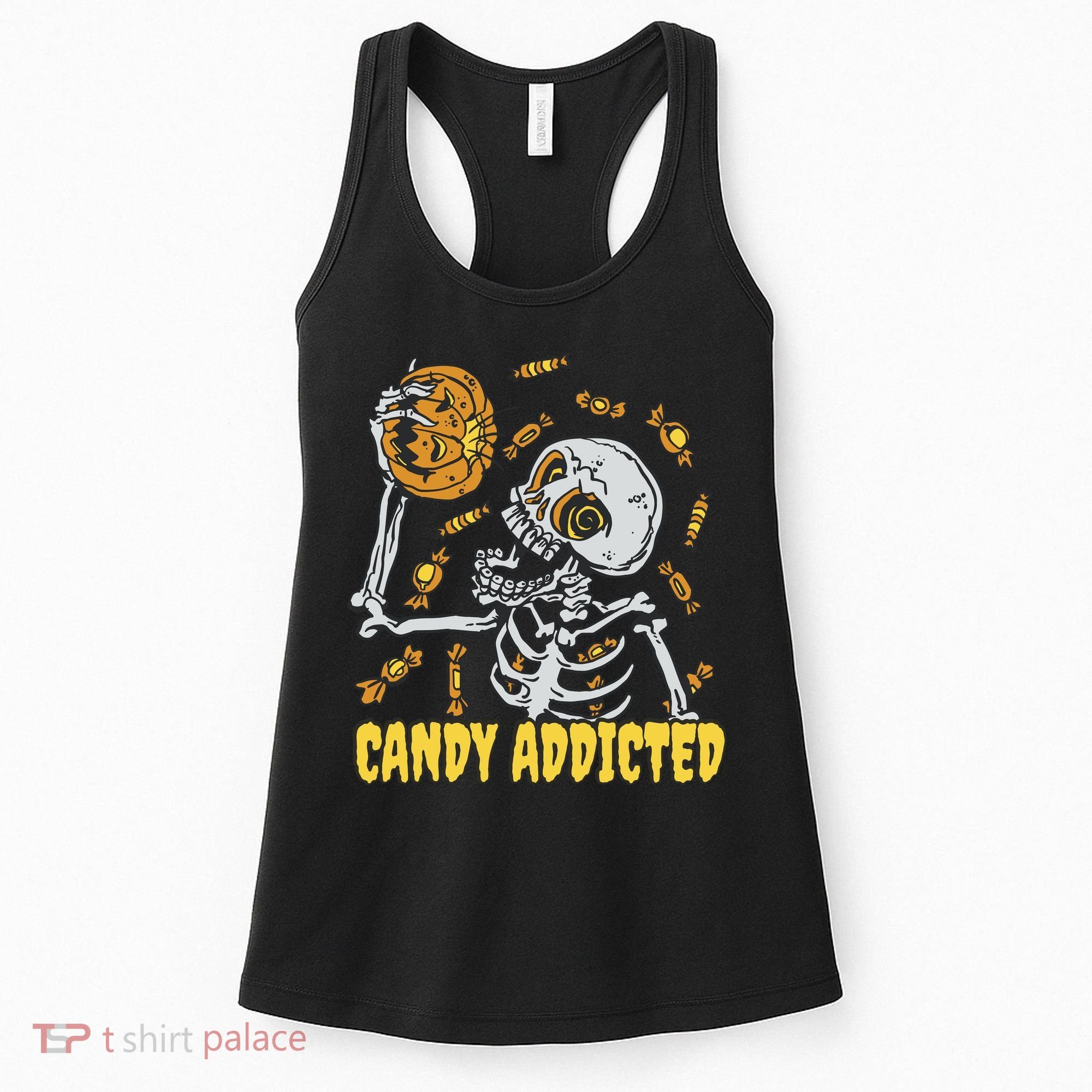 Candy Addicted Skeleton Halloween Women's Tank Top