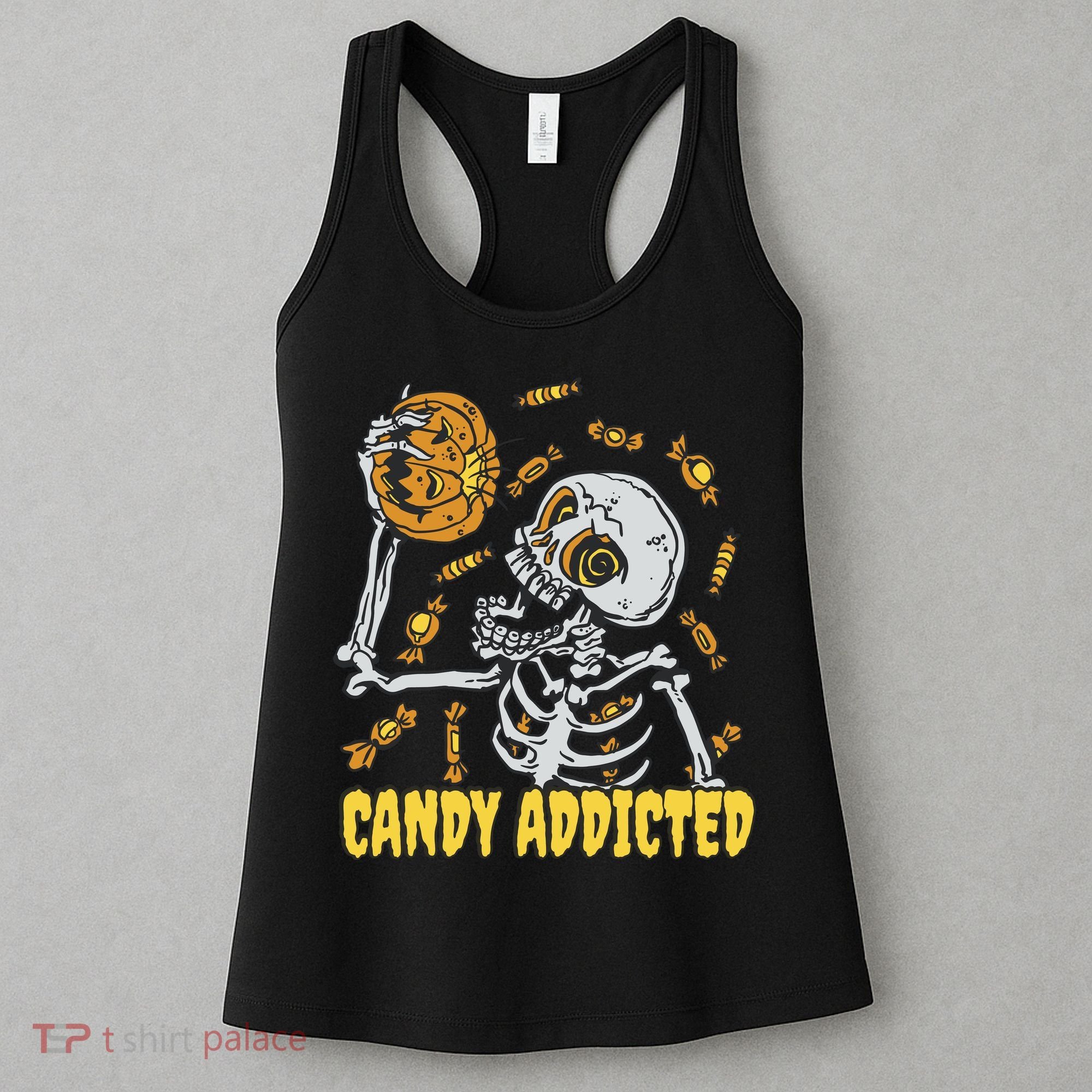 Candy Addicted Skeleton Halloween Women's Tank Top