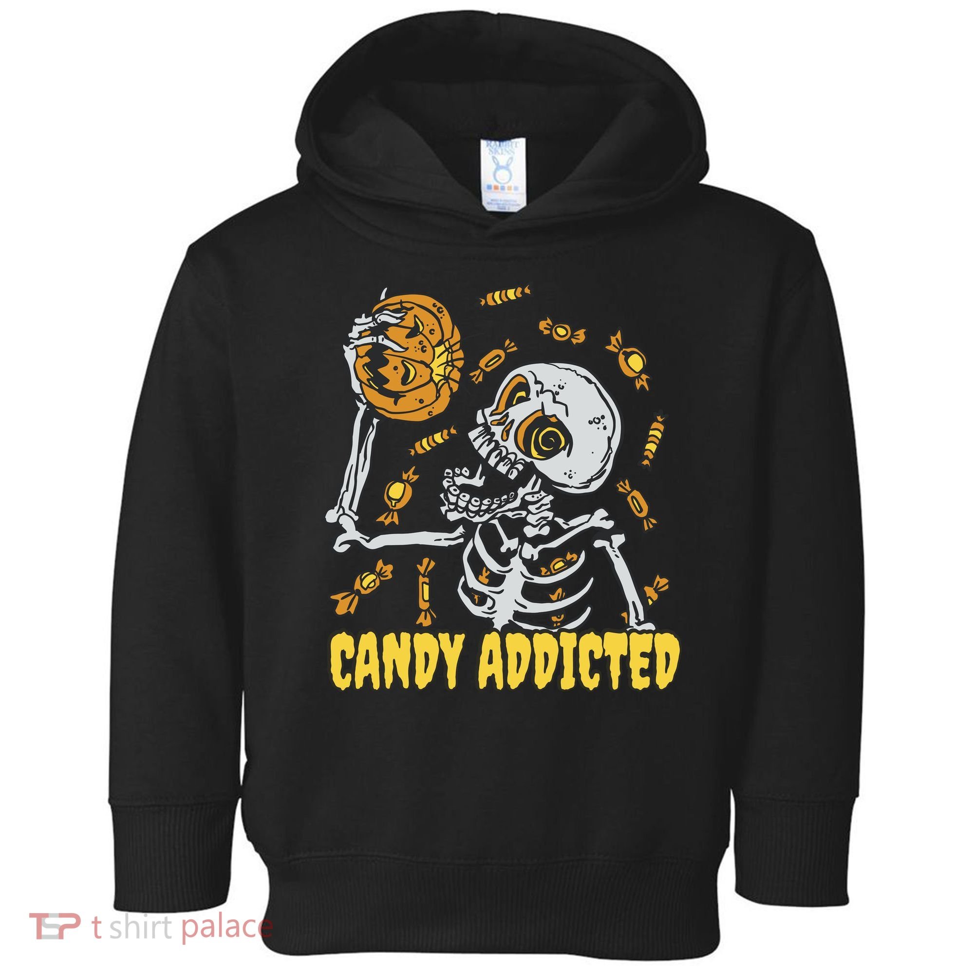 Candy Addicted Skeleton Halloween Toddler Hoodie
