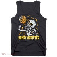 Candy Addicted Skeleton Halloween Tank Top thumb 0