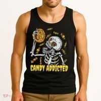 Candy Addicted Skeleton Halloween Tank Top thumb 3