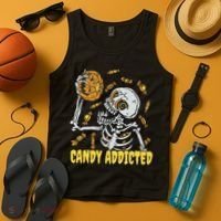 Candy Addicted Skeleton Halloween Tank Top thumb 4