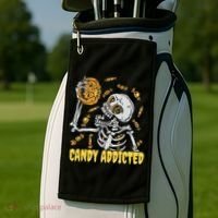 Candy Addicted Skeleton Halloween Golf Towel thumb 2