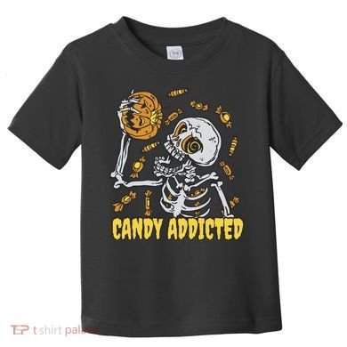 Candy Addicted Skeleton Halloween Toddler T-Shirt