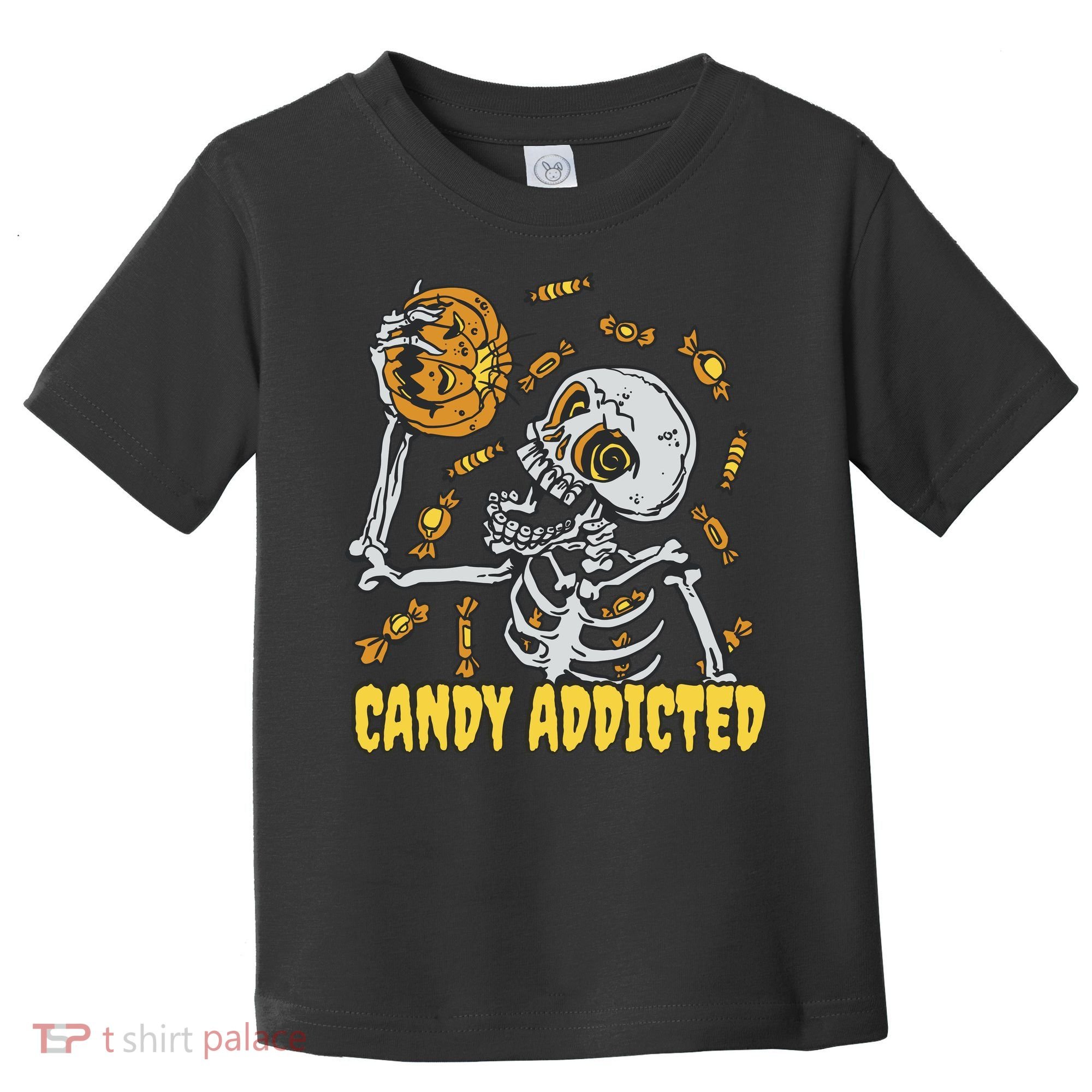 Candy Addicted Skeleton Halloween Toddler T-Shirt