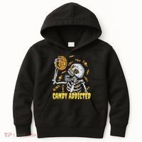 Candy Addicted Skeleton Halloween Kids Hoodie thumb 0