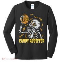 Candy Addicted Skeleton Halloween Kids Long Sleeve Shirt thumb 0