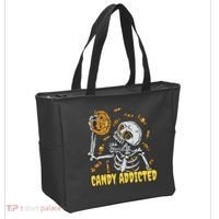 Candy Addicted Skeleton Halloween Tote Bag thumb 2