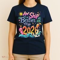 Cute Aw Ship Its A Besties Trip 2026 Vacation T-Shirt thumb 4