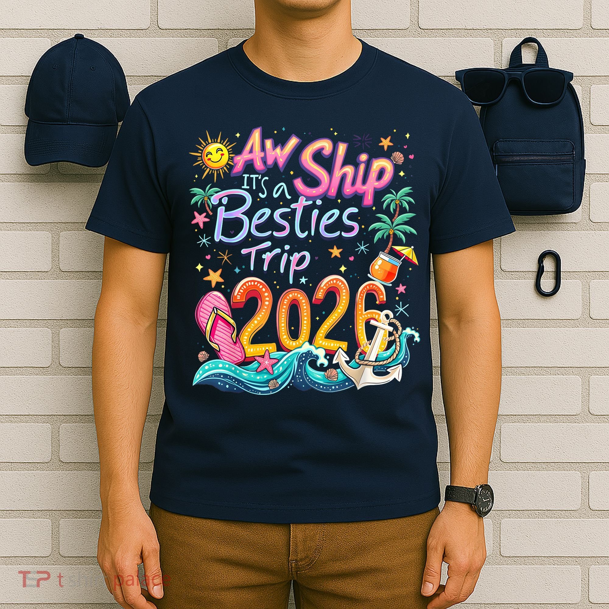 Cute Aw Ship Its A Besties Trip 2026 Vacation T-Shirt