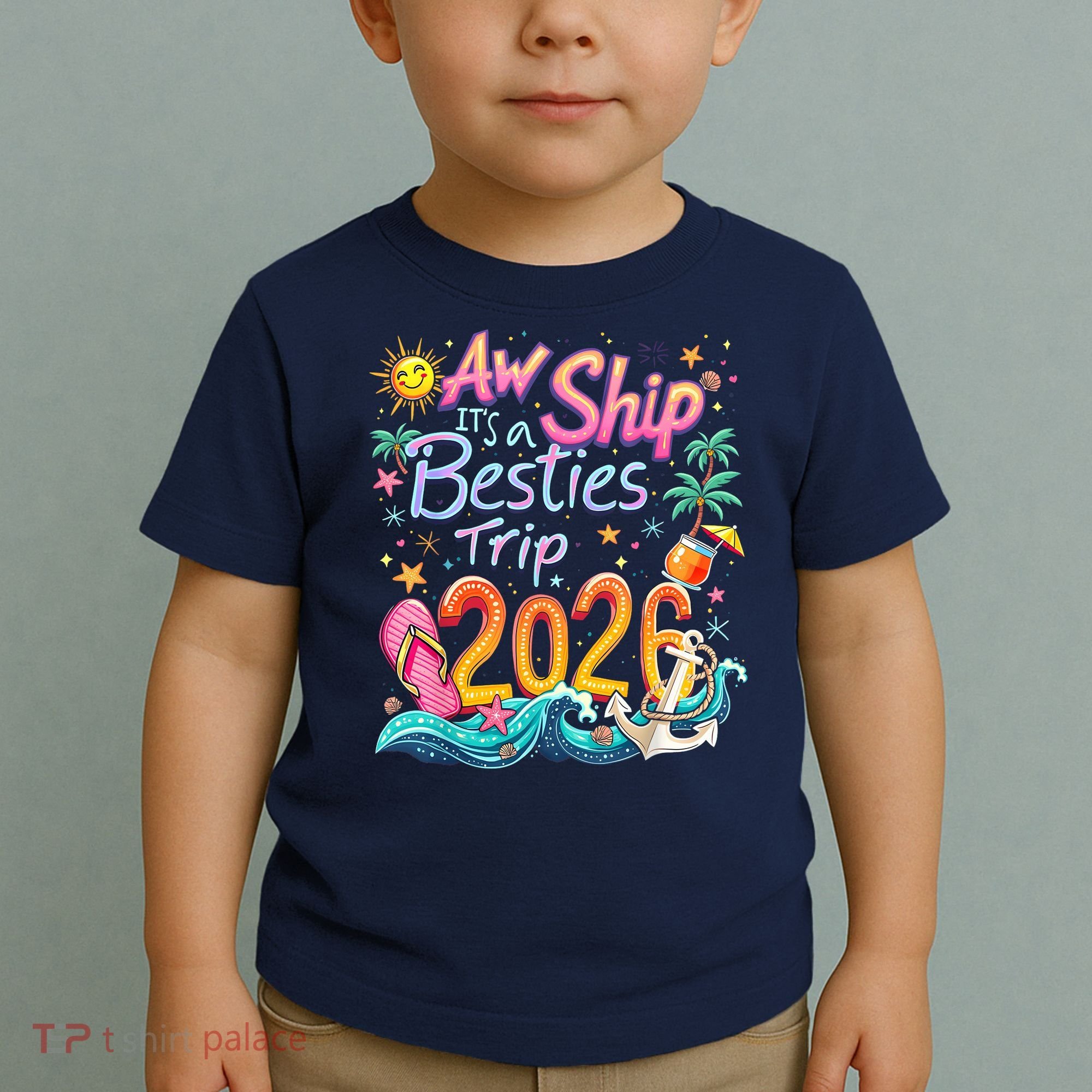 Cute Aw Ship Its A Besties Trip 2026 Vacation Toddler T-Shirt