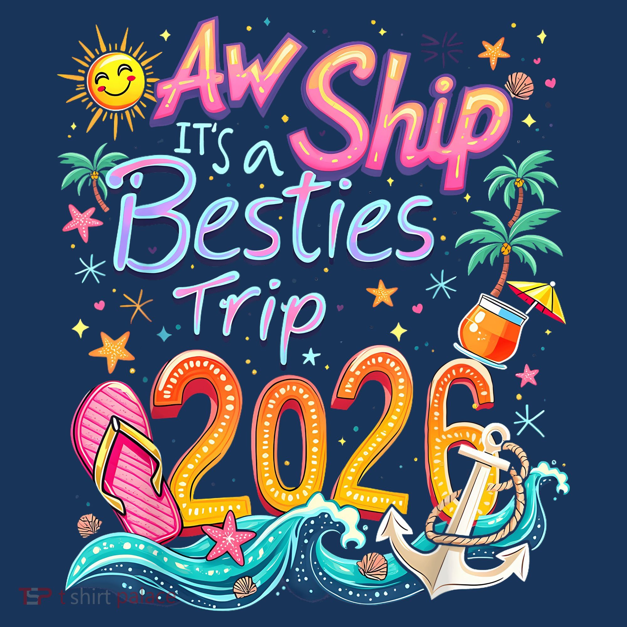 Cute Aw Ship Its A Besties Trip 2026 Vacation Visor