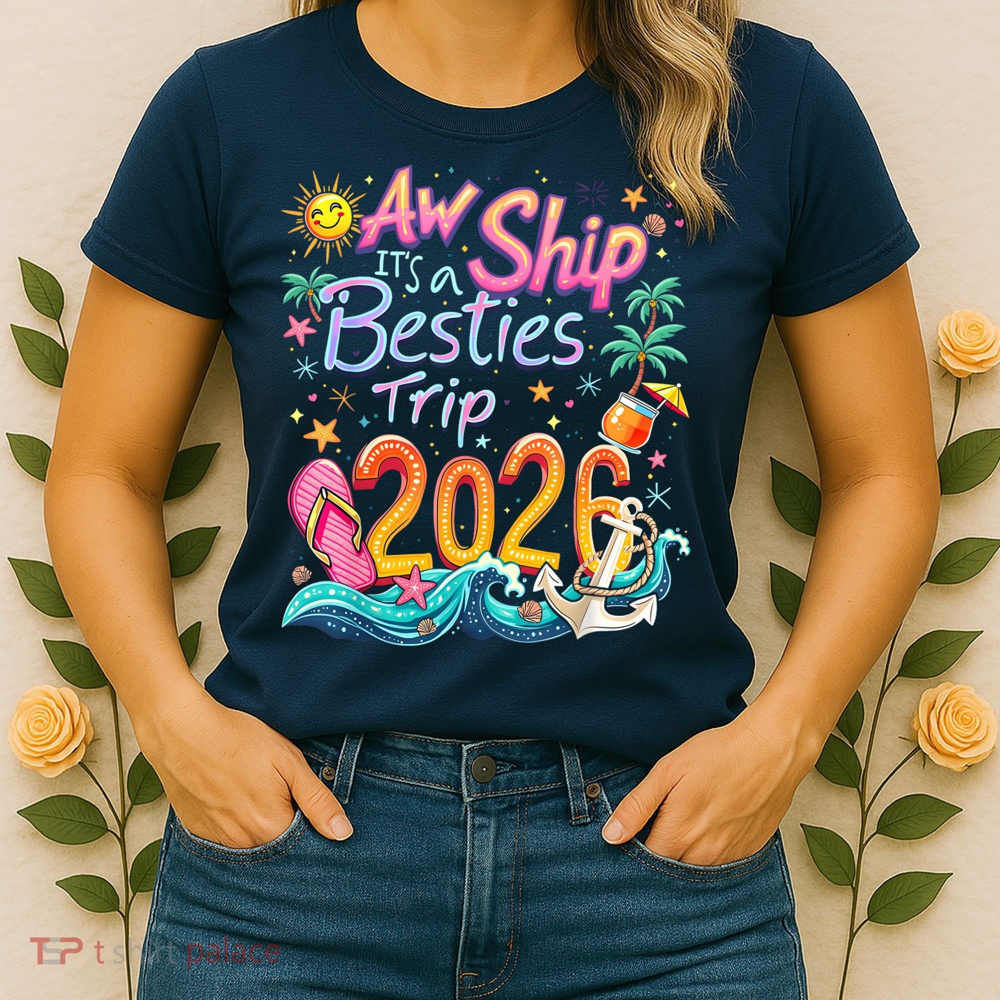 Cute Aw Ship Its A Besties Trip 2026 Vacation Women's T-Shirt