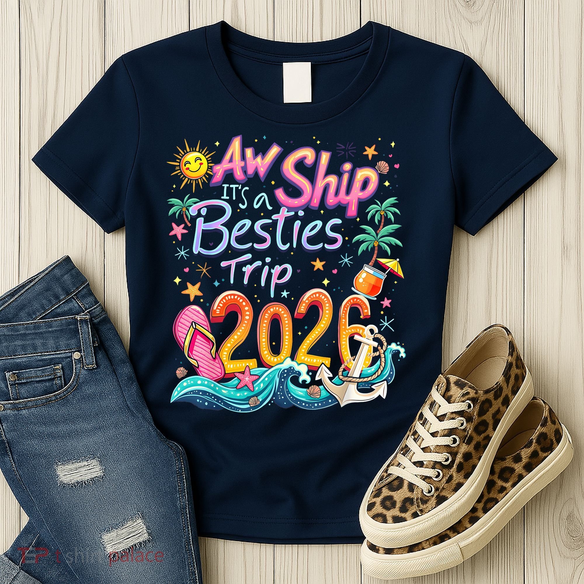Cute Aw Ship Its A Besties Trip 2026 Vacation Women's T-Shirt