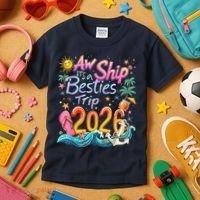 Cute Aw Ship Its A Besties Trip 2026 Vacation Kids T-Shirt thumb 3