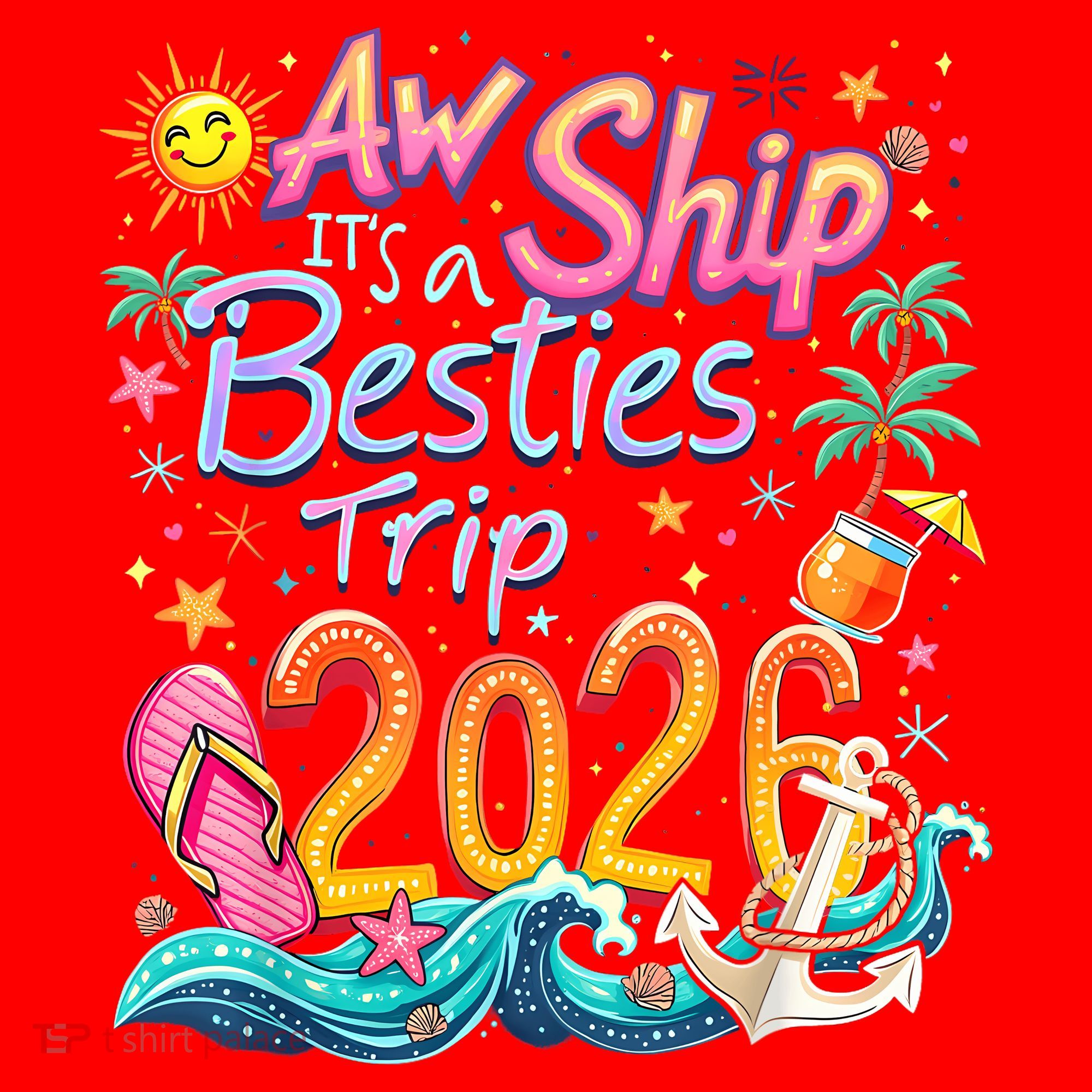 Cute Aw Ship Its A Besties Trip 2026 Vacation Santa Hat