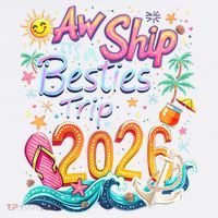 Cute Aw Ship Its A Besties Trip 2026 Vacation Comfort Colors Garment-Dyed Hooded Sweatshirt thumb 2