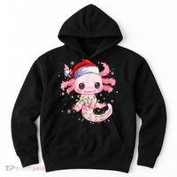Christmas Axolotl Santa Hat Lights Japanese Cute Anime Xmas Hoodie thumb 0
