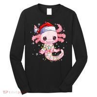 Christmas Axolotl Santa Hat Lights Japanese Cute Anime Xmas Long Sleeve Shirt thumb 0