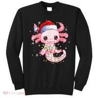Christmas Axolotl Santa Hat Lights Japanese Cute Anime Xmas Sweatshirt thumb 0