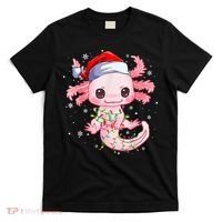 Christmas Axolotl Santa Hat Lights Japanese Cute Anime Xmas T-Shirt thumb 0