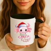 Christmas Axolotl Santa Hat Lights Japanese Cute Anime Xmas Coffee Mug thumb 3