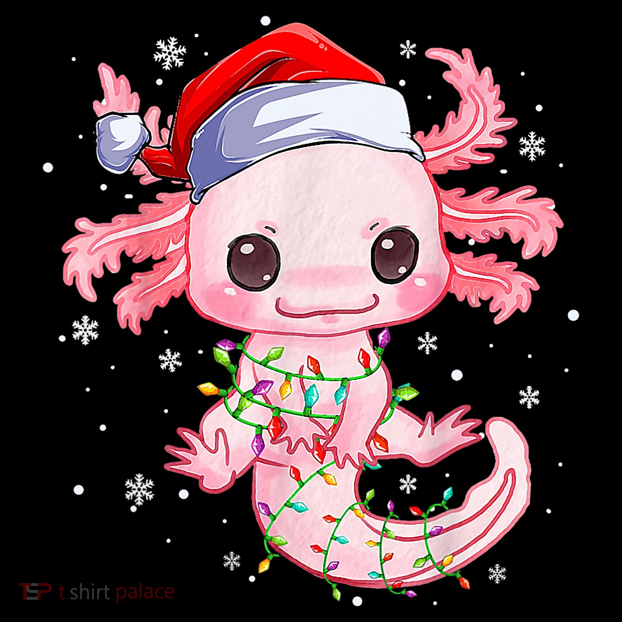 Christmas Axolotl Santa Hat Lights Japanese Cute Anime Xmas Coffee Mug